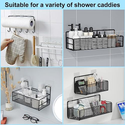 vivinin 15 Pack Shower Caddy Adhesive Replacement, Shower Shelf Adhesive No Drilling, Adhesive Hooks for Showe Caddy, Soap Holder, and Kitchen Racks
