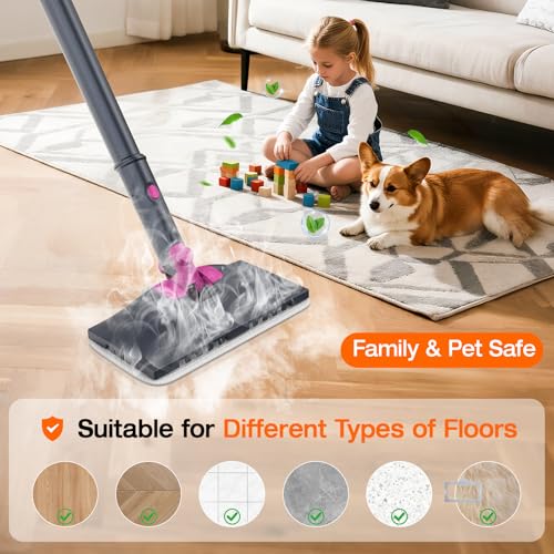 Steam Cleaner, 10-in-1 Steam Mop with Detachable Handheld Steamer, 320ml Water Tank, 10s Fast Heating, Portable Steamer for Kitchen, Floor, Tiles, Window, BBQ Grill, Car - color: Mist Gray