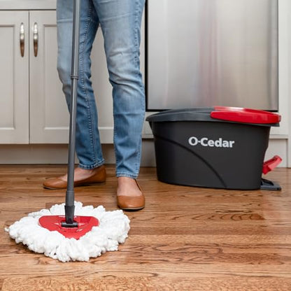 O-Cedar Easywring Microfiber Spin Mop & Bucket Floor Cleaning System + 3 Extra Refills (4 Refills Included) - style: Spin Mop Bucket with 3 Extra Refills
