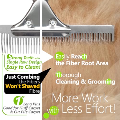 Pet Hair Carpet Rake - Multi-Surface Brush & Broom for Fluffy Rugs & Carpets - Efficient Pet Hair Removal Tool
