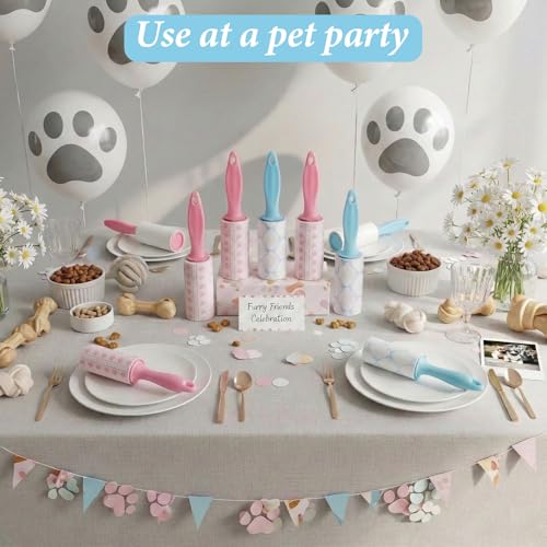 Zhehao 16 Pcs Mini Lint Rollers for Pet Hair Travel Size Clothes Sticky Lint Removers Blue Pink Roller Hair Removal Tools for Dog, Cat, Furniture, Travelers, Pet Owners