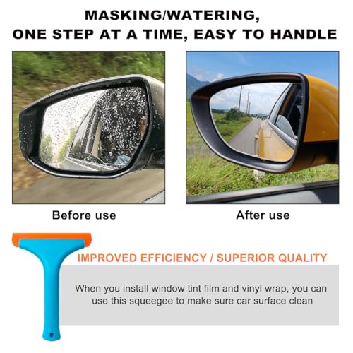 KVAEY 2 PCS Small Silicone Window Squeegee, 5.9 Inch Car Windshield Water Blade Squeegee with Non-Slip Handle, All-Purpose Cleaning Squeegee for Car Windshield, Window, Mirror (Sky Blue) - color: Sky Blue