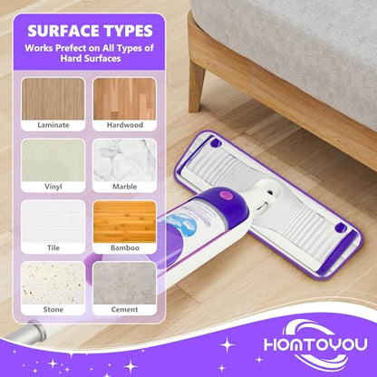 HOMTOYOU Reusable Mop Pads for Swiffer PowerMop: 6 Pack Microfiber Refills | Machine Washable, Multi-Surface Floor Cleaning, Replacement Sweeping Cloths, Fit for 13 ''-15 '' Spray Mop, Purple - color: Purple