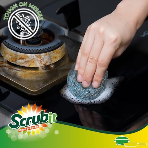 SCRUBIT 20 PK Steel Wool Soap Pads - [Updated Not-Kosher!] - Metal Scouring Cleaning Pads for Dishes, Pots and Ovens - Pre-Soaped scrubbing Pads for Easy Cleaning of Tough Kitchen Grease and Oil