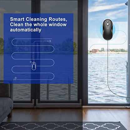 Tosima W3 Window Cleaning Robot - Dual Direction Auto-Spray Smart Window Cleaner with Triple Safety System, Smart Navigation, Remote Control, for All Smooth Surfaces, with 12 Rags, Black - color: Off-black