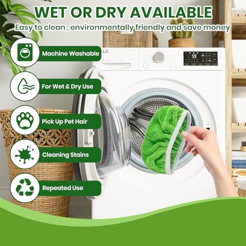 6 Pack Reusable Microfiber Mop Pads - Compatible with Sweeper, Reusable Mop Pads, Washable Dry Cloths & Wet Pads Refill for Hardwood Laminate Tile Floor Cleaning (6, Green, M) - color: Green