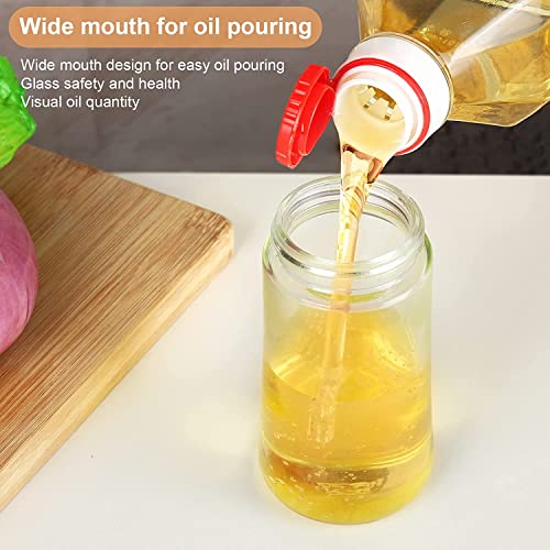 Oil Dispenser Bottle with Silicone Brush, 2 in 1 Glass Olive Oil Bottle Dispenser, Silicone Dropper Measuring Oil Container Dispenser Bottle, Barbecue Brush for Kitchen Cooking BBQ Grill Frying Baking
