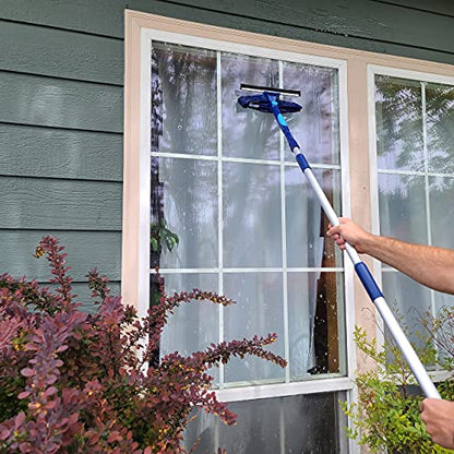Bring It On Cleaner 20 Foot Reach Extension Pole Plus Squeegee & Window Washer Telescopic Pole for Window Cleaning Extension Pole for Cleaning Windows