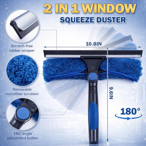 BreezeHug Solar Panel Cleaning Kit Water Fed Pole 24 FT, Extendable Telescopic Pole with 20" Brush, Soap Dispenser, Squeegee, Universal Adapter 40 FT Hose, Solar Panels, Window Siding