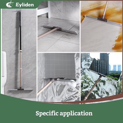 Eyliden 17" Rubber Floor Squeegee, Quick Water & Foam Removal Broom | Heavy-Duty, Dual-Action Push & Scrape, Squeegee for Shower Glass Concrete Garage Commercial Epoxy Floors