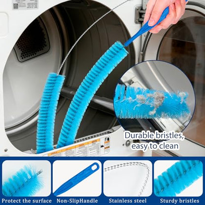 Dryer Vent Cleaner Kit,4 Pieces Dryer Lint Cleaner Vacuum Attachment & Brush Tool–Dryer Vent Cleaning Kit for Front Load,Dryer Lint Trap Cleaner with Hose,Dryer Vent Cleaner for Lint Removal (Blue) - color: Blue