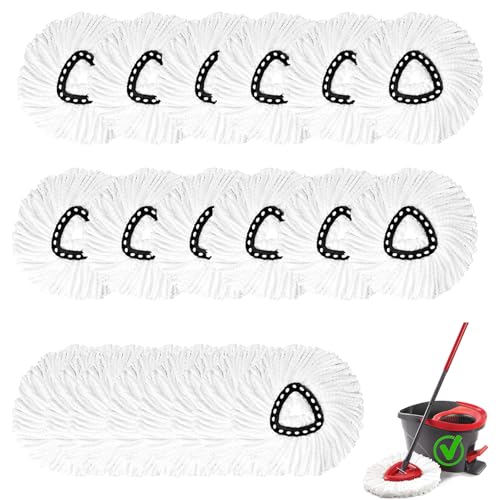 20PCS Spin Mop Replacement Head,100% Microfiber Mop Heads Replacements Compatible with Triangle Spin Mop,360 Degree Round Spin Mop Replacement Head for Easy House Cleaning Floor Mopping - size: 20PCS