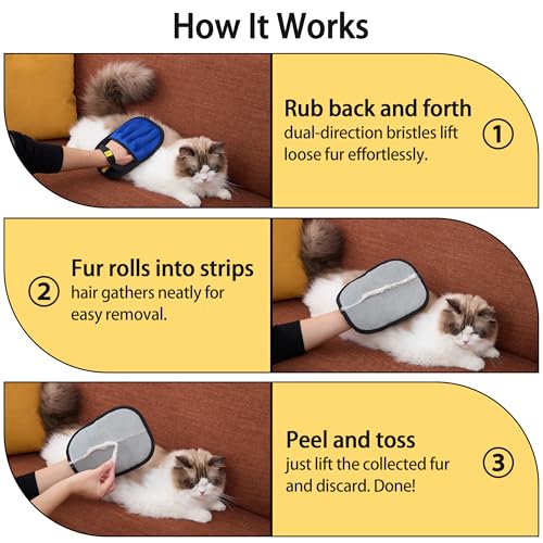 Pet Hair Removal Glove – Reusable 5-Finger Electrostatic Fur Remover for Cats & Dogs – Washable Multi-Surface Cleaning Glove (1Pcs_Blue) - color: 1Pcs_Blue