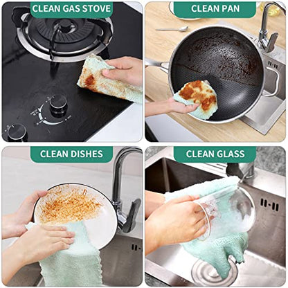 Bessrung 20 Pack Kitchen Dish Cloths, Super Absorbent Microfiber Cleaning Cloth for Cleaning Dishes, Kitchen, Bathroom, Car(Grey & Green) - color: Green