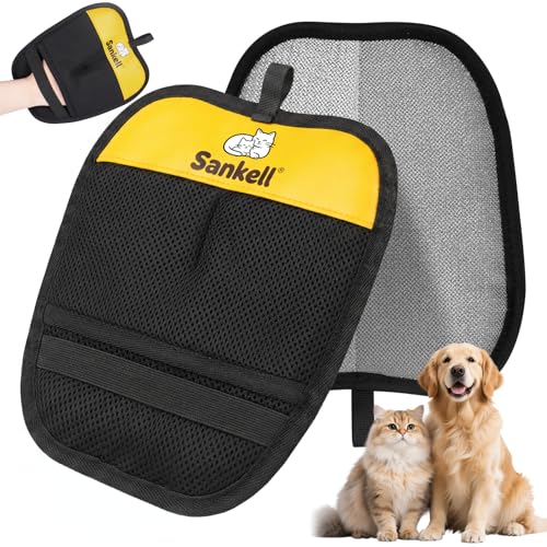 Pet Hair Removal Glove for Dogs & Cats, Sankell Upgraded Reusable Electrostatic Pet Hair Remover Glove, Magic Brush Mitt Tool for Couch, Furniture, Bed, Clothing, Carpet, Car Seat