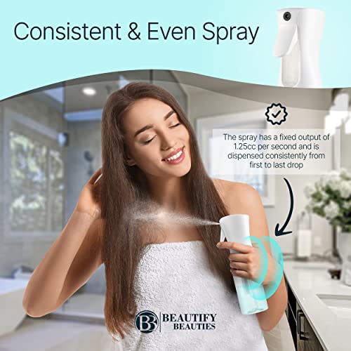 BeautifyBeauties Hair Spray Bottle – Ultra Fine Continuous Water Mister for Hairstyling, Cleaning, Plants, Misting & Skin Care (Black, 6.8 Ounces) - color: Black, size: 6.8 Ounces