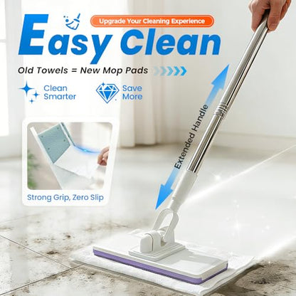 Hands-Free Multi-Purpose Flat Mop, Hands Free Flat Mop One Click with Any Cloth, Easy to Disassemble, Suitable for Tile, Wood, Laminate Floors, Kitchens, Bathrooms and Daily Home Cleaning Use (B) - color: B
