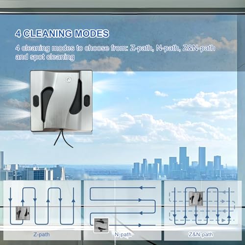 6000Pa Window Cleaning Robot High Suction Power Window Cleaner Robot with 4 Water Spray Intelligent Cleaning Perfect for High-Rise Windows, Glass Doors and Tiles