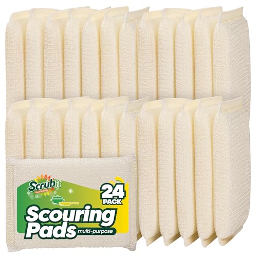 24 Pack Scrub Sponges Kitchen By SCRUBIT, Multi-Purpose Scouring Pads, Non-Scratch Cleaning Sponges for Dishes, Pots & Non-Stick Cookware - Long Lasting Dish Scrubbers for Kitchen, Bathroom & More