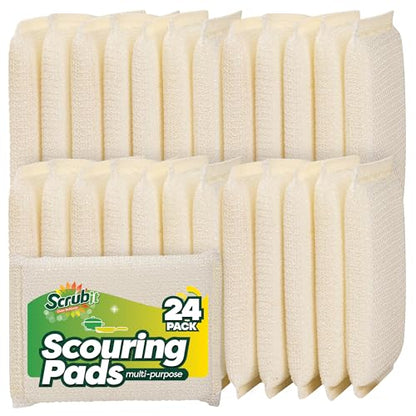 24 Pack Scrub Sponges Kitchen By SCRUBIT, Multi-Purpose Scouring Pads, Non-Scratch Cleaning Sponges for Dishes, Pots & Non-Stick Cookware - Long Lasting Dish Scrubbers for Kitchen, Bathroom & More