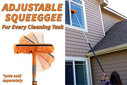 5-13 ft Cobweb Duster & Window Squeegee with Extension Pole // 20 Foot High Reach Spider Web Cleaner Cobweb Brush for Outdoor & Indoor Web Cleaning // Lightweight & Sturdy Telescopic Pole