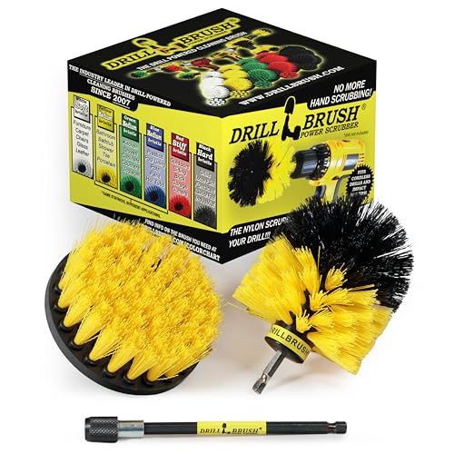 Bathroom Accessories - Shower Cleaner Tools - Toilet Brush- Grout Cleaner Brush - Carpet Cleaner Brush - Tile Cleaning Brush Kit - Bathtub Scrubbing Brush - Bathroom Mirror Cleaning Kit for Home Use - color: Yellow