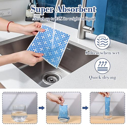 Lucomb 8 Pack Swedish Dishcloths for Kitchen, Reusable Dish Cloth Kitchen Towels Absorbent Sponges Fast Drying Swedish Dish Cloth for Washing Dishes Countertops Tables Cleaning - color: Persian Pattern