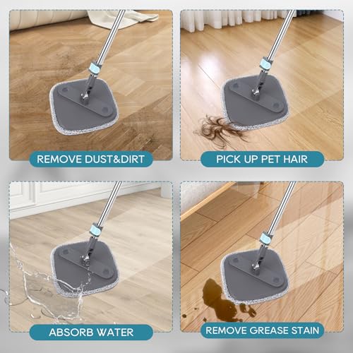 Square Microfiber Mop Pads Compatible with True & Tidy True Spin Mop - Mop Replacement Pads for Square Spin Mop and Bucket - Washable Pads fit for All 9 Inch Square Spin Mop (6 Pack) - color: 6 Pack (Grey)