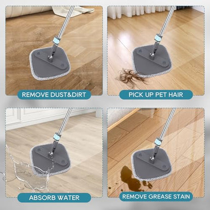 Square Microfiber Mop Pads Compatible with True & Tidy True Spin Mop - Mop Replacement Pads for Square Spin Mop and Bucket - Washable Pads fit for All 9 Inch Square Spin Mop (6 Pack) - color: 6 Pack (Grey)