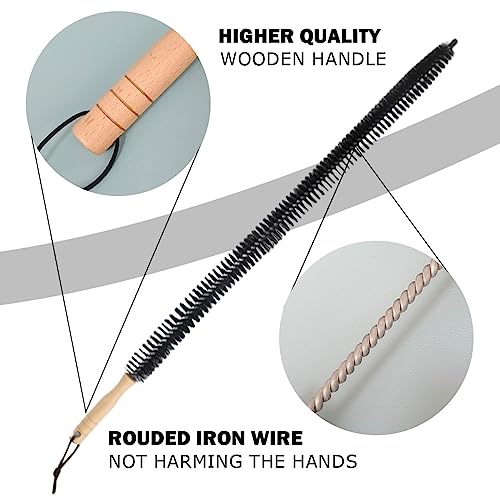 Dryer Vent Cleaner Wooden Handle Dryer Vent Cleaning Brush Refrigerator Condenser Coil Brush for Lint Removal (Two Size)