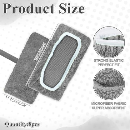 8 Pack Reusable Microfiber Mop Pads - Dry Sweeping Cloths & Wet Mopping Cloths - Washable Wet Pads Refill for Mopping Floors (Mop is not Included), Gray - color: Gray 8-pack