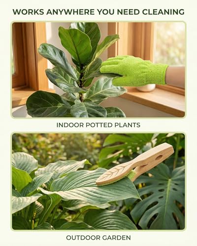 3-Piece Plant Leaf Cleaning Set, Includes 1 Microfiber Cleaning Tongs and 2 High-Density Dusting Gloves, Washable Reusable Houseplant Care Kit for Foliage, Window Blinds & Delicate Home Dusting