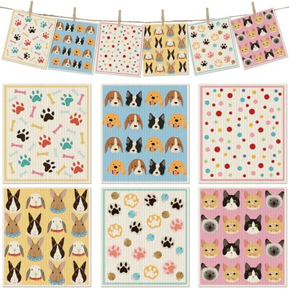 6 Packs Swedish Paper Cloths for Kitchen, Reusable Paper Towels Washable Dish Rags, Highly Absorbent Kitchen Towels Quick Drying Swedish Sponge Cleaning Dish Cloths(Dogs Feet) - color: Dogs Feet