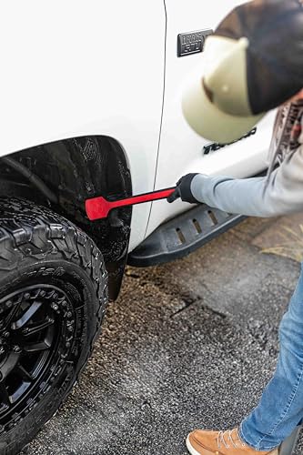 Detail Factory - Fender Well Brush - Ergonomic ProGrip Handle, Stiff Synthetic Bristles, Ergonomic Design, Clean Your Wheel Wells with Ease - Red - color: Red