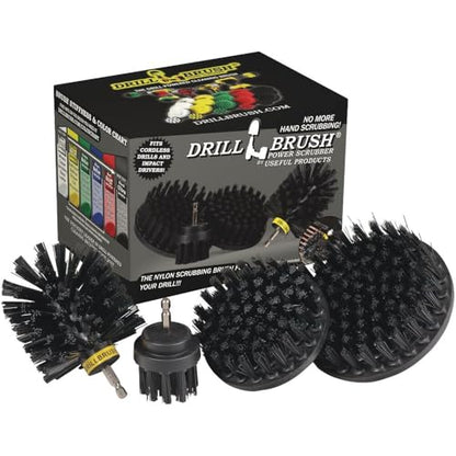 Drillbrush BBQ Grill Cleaning Kit - Safe Nylon Grill Brush | Drill Brush Set - Ultra Stiff Power Scrubber Attachments for Loose Paint, De-Scaling Rust and Graffiti Removal on Stone, Brick and Masonry - color: Black