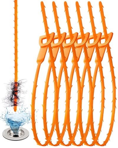 6 Pack Drain Clog Remover - Flexible Drain Snake for Effective Cleaning Hair and Debris in Sink or Bathtub, 20 Inch - style: 20 IN