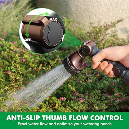 RESTMO Heavy Duty Hose Nozzle, Metal Garden Water Hose Sprayer with 7 Watering Patterns, Thumb Control, On Off Valve, High Pressure Nozzle Sprayer for Watering Plants, Car and Pet Washing - color: Oil Rubbed Bronze