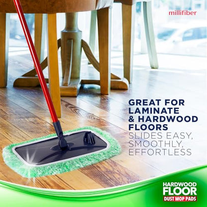 Millifiber Floor Duster Refills 15x8 Inches, 3-Pack (Mop Not Included) | Reusable microfiber duster covers, replacement heads, hair & dust mopping cloths - color: Dry Duster (Green), size: 3 Count (Pack of 1)