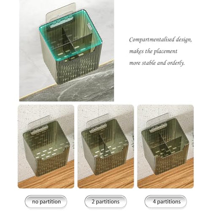 Set Of 2 Storage Organizer Bins Wall Mounted Shower Caddy, Bathroom shelves Stackable Clear Plastic Toothbrush Holder Adhesive Hanging Bin for Bathroom, Kitchen, Cabinet, Shower BPA Free Small (Clear) - color: Clear-4.33x3.54x4.53in