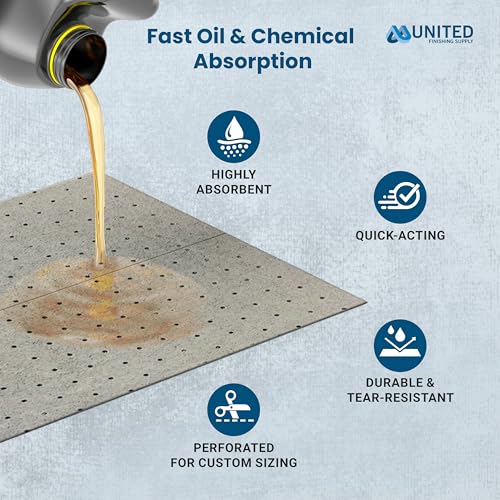 Oil Absorbent Pads – Heavy-Duty 15"x18" & 7.5"x18" Meltblown Polypropylene Mats | Tear-Resistant, Hydrophobic, Reusable, Fast Oil Cleanup for Automotive, Marine & Industrial Use (100, 15in x 18in) - size: 15in x 18in