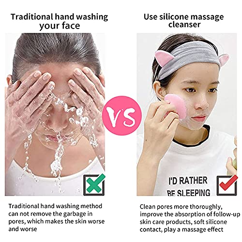 Silicone face Scrubber for Women Facial Cleansing Brush Silicone Face Wash Brush Manual Waterproof Cleansing Skin Care Face Brushes for Cleansing and Exfoliating - color: Pink