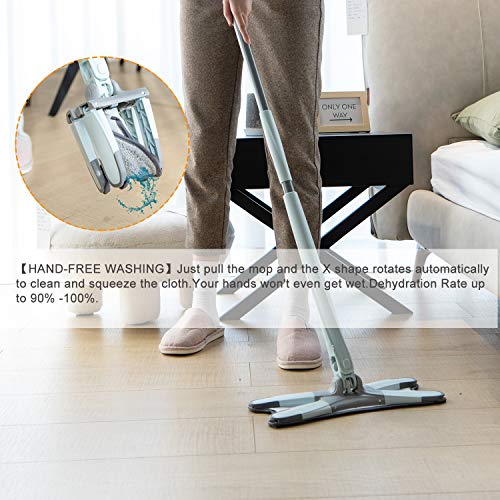 EZ SPARES X-Type Microfiber Hardwood Floor Mop, 3 Microfiber Mop Replacement Pads, Hand Free Washing, for Home, Kitchen, Hardwood, Laminate, Wood, Ceramic Tiles (Green)