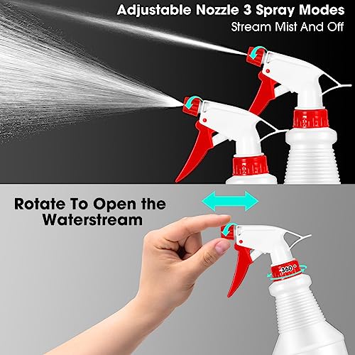 Sabary 18 Pack Spray Bottles in Bulk,16 oz Plastic Empty Clear Spray Bottles for Cleaning Solution Leak Proof Refillable with Label Funnels and Adjustable Nozzle for Home Gardening Commercial