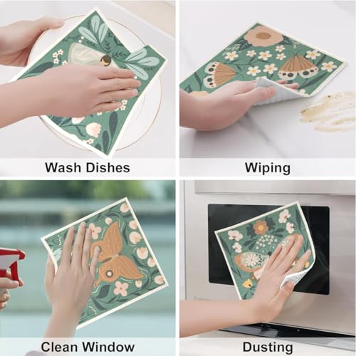 6 - Pack Swedish Kitchen Dish Cloths - Reusable Paper Towels for Counters & Dishes - Eco Friendly Cellulose Sponge Cloth (Butterfly) - color: C-butterfly