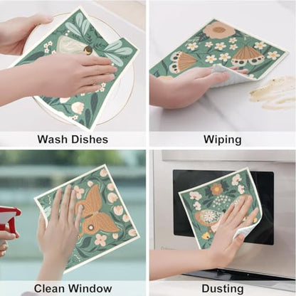 6 - Pack Swedish Kitchen Dish Cloths - Reusable Paper Towels for Counters & Dishes - Eco Friendly Cellulose Sponge Cloth (Butterfly) - color: C-butterfly
