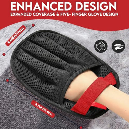 Pet Hair Remover Glove with Silicone Scraper, Reusable Electrostatic Lint & Fur Remover for Dog & Cat Hair on Couch, Carpet, Car Seat, Clothes & Laundry