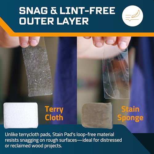 MāKRS Stain Sponge, 2-Pack Staining Pads, Stain Brushes for Wood, Lint and Streak-Free Applicator Sponges, Micro-Brush Over Foam Core, for Wood Stains and All Finishes, Easy to Use - size: Pack of 2