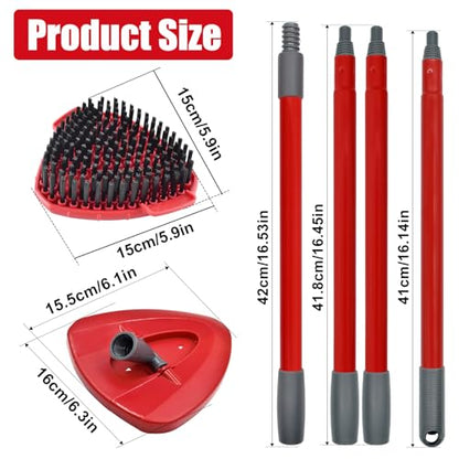 Mop Handle for Ocedar, Scrub Brush and Spin Mop Base Compatible with O Cedar EasyWring 1 Tank Spin Mop,4-Section Spin Mop Handles and Base for EasyWring Spin Mops - color: RED-3