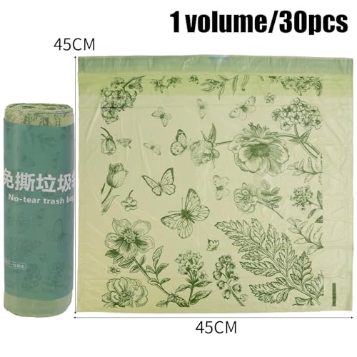 300 Count No-Tear Large Trash Bags Drawstring - Extra Thick Green Large Garbage Bags Unscented Strong Plastic Waste Basket Liners for Kitchen Car Office (45x45cm)