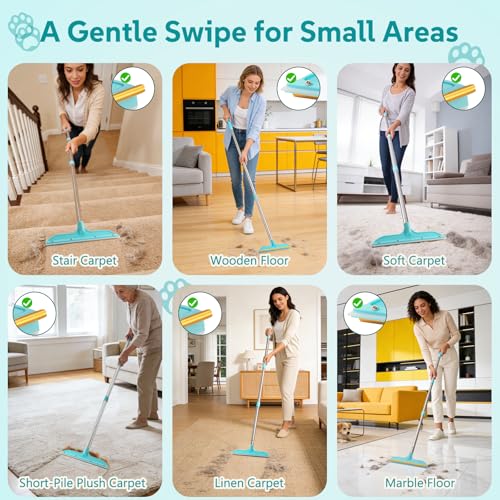 2-in-1 Pet Hair Remover Broom and Scraper Set with Adjustable Long Handle, Ideal for Removing Pet Hair and Water Stains, Reusable and Easy to Clean.